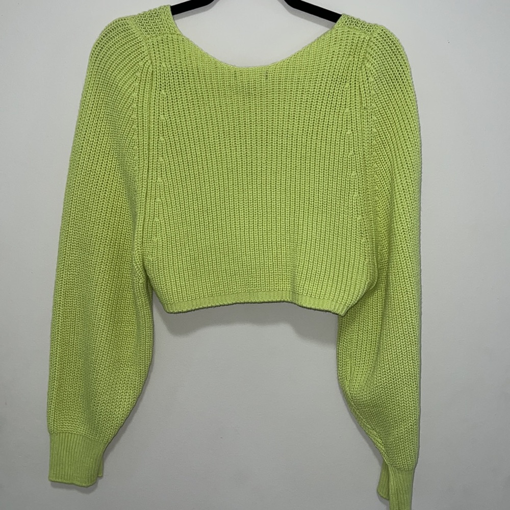 Lime Green Women's Sweater - Picture 3 of 3